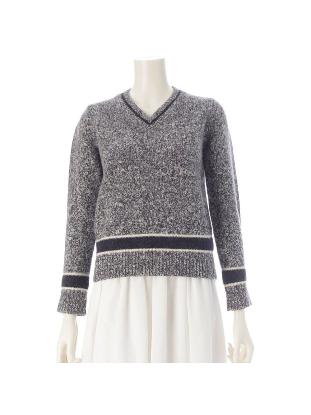 Dior Wool Cashmere Logo Knit Sweater Gray